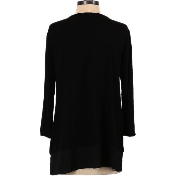 Vince Camuto 3/4 Sleeve Asymmetric Chiffon Hem Blouse Women’s Size Small Black - Picture 2 of 4